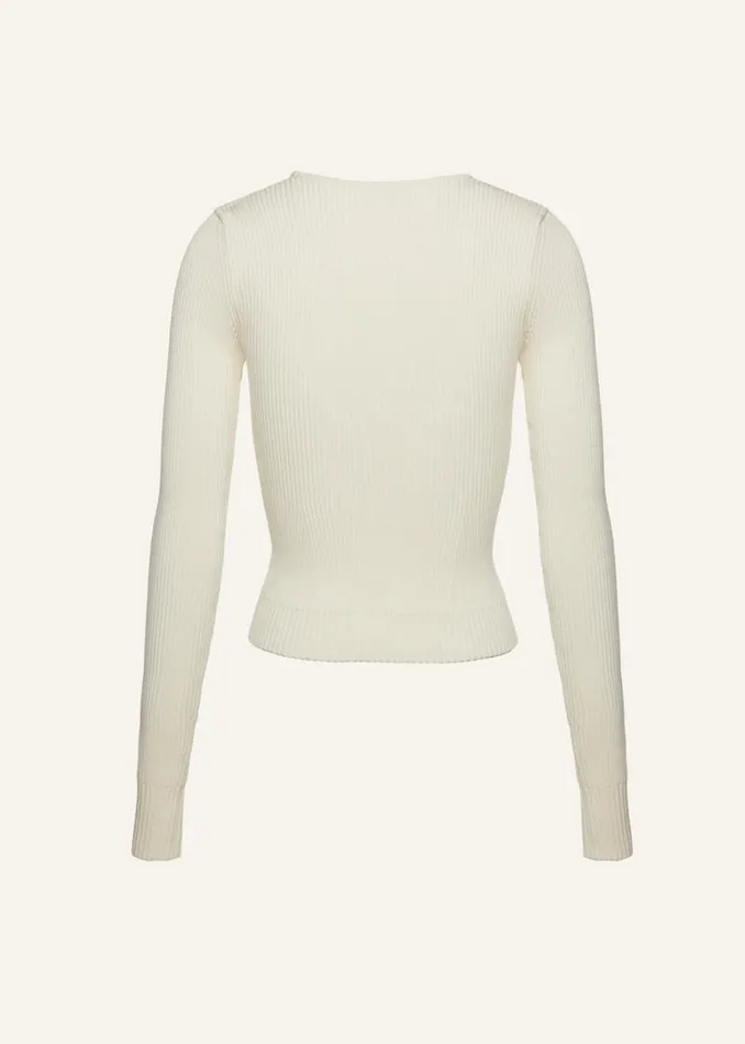 Shop Magda Butrym Tops Sculpted Rib Knit Top In Cream Shop Magda Butrym Tops Sculpted Rib Knit Top In Cream