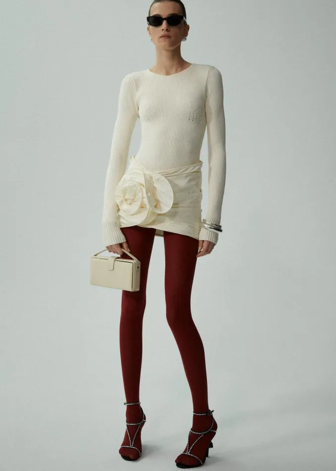 Shop Magda Butrym Tops Sculpted Rib Knit Top In Cream Shop Magda Butrym Tops Sculpted Rib Knit Top In Cream