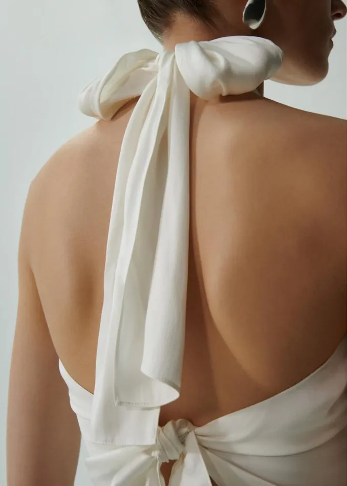 Shop Magda Butrym Tops Silk Halter Top In Cream Shop Magda Butrym Tops Silk Halter Top In Cream