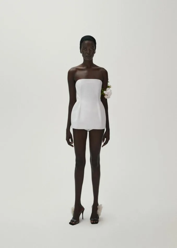 Shop Magda Butrym Tops Strapless Hourglass Corset In White Shop Magda Butrym Tops Strapless Hourglass Corset In White