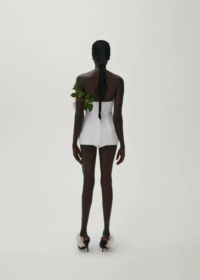 Shop Magda Butrym Tops Strapless Hourglass Corset In White Shop Magda Butrym Tops Strapless Hourglass Corset In White