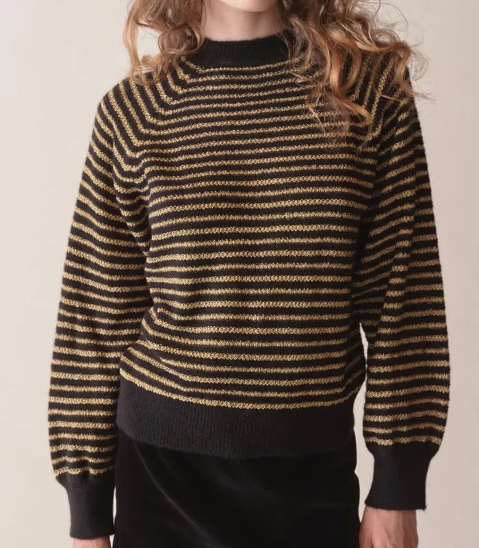 Shop MARSENA SWEATER Black And Gold DEN Knitwear