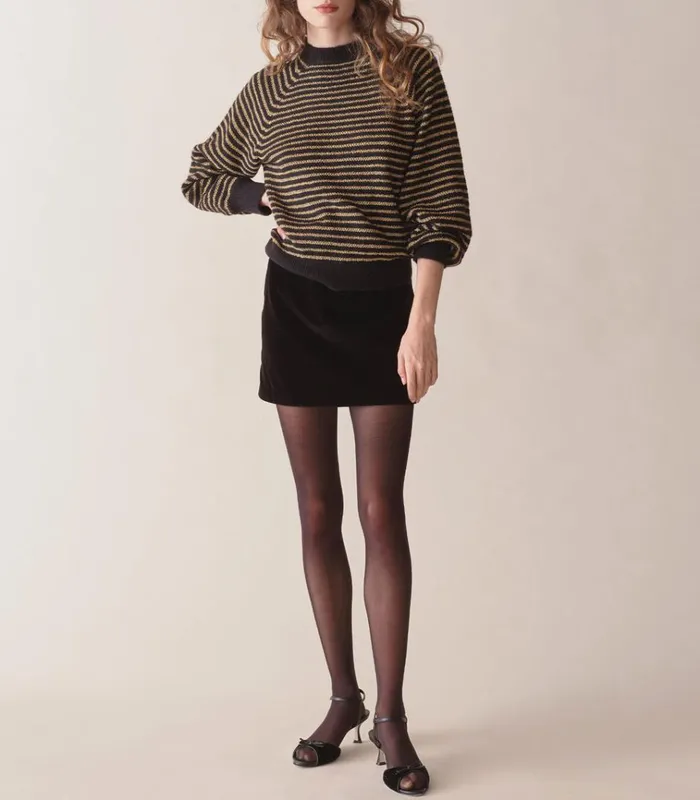 Shop MARSENA SWEATER Black And Gold DEN Knitwear