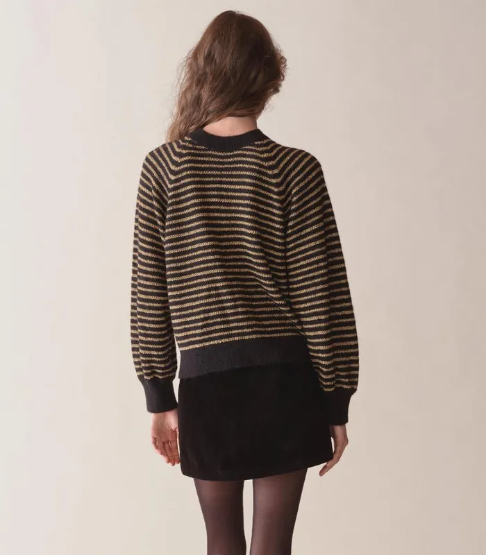 Shop MARSENA SWEATER Black And Gold DEN Knitwear