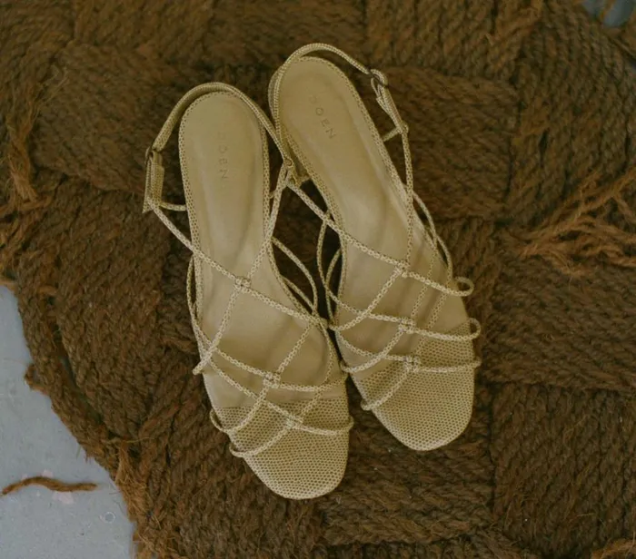 Shop REVE BLOCK HEEL SANDAL Tan Faux Lizard DEN Footwear