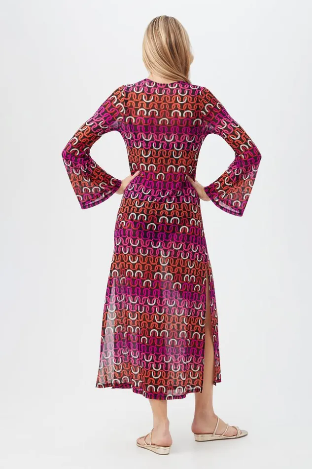 SHOP Trina Turk MATCHING SWIM SETS WOMEN039S ECHO LONG SLEEVE VNECK MESH MAXI DRESS SWIM COVERUP