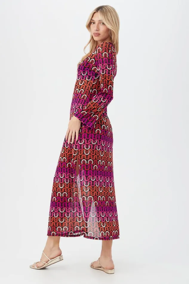 SHOP Trina Turk MATCHING SWIM SETS WOMEN039S ECHO LONG SLEEVE VNECK MESH MAXI DRESS SWIM COVERUP