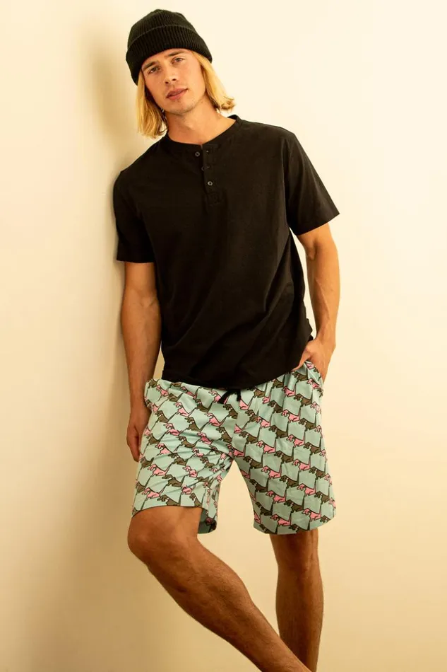 SHOP Trina Turk MEN039S SLEEPWEAR HOUNDS MEN039S SHORT SLEEVE HENLEY BOXER SHORT JERSEY PJ SET