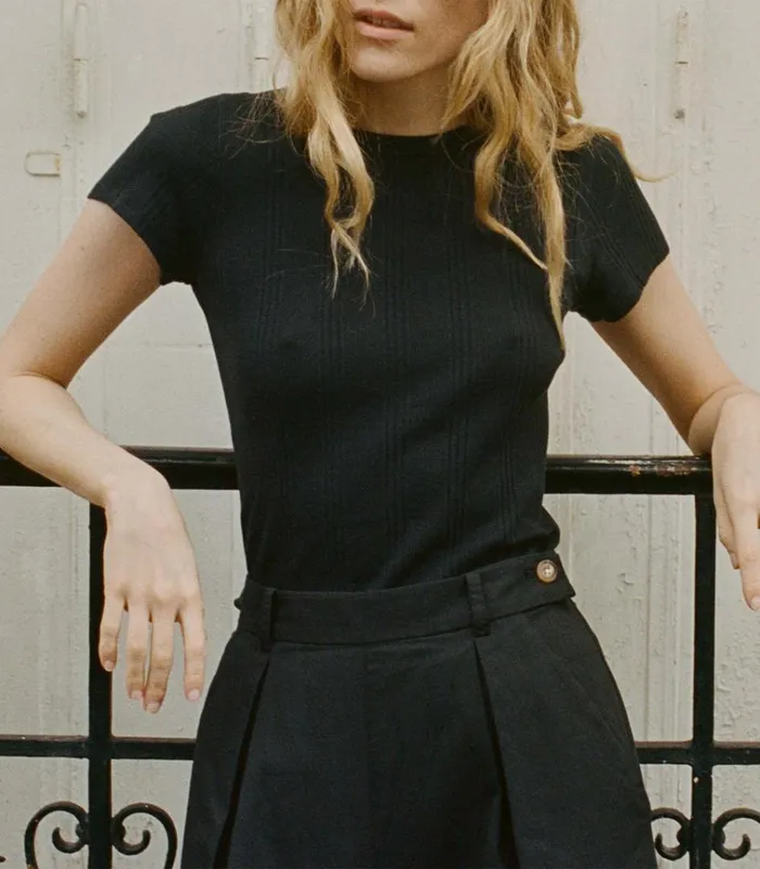 Shop VIVI CASHMERE BLEND TEE Black DEN Tees