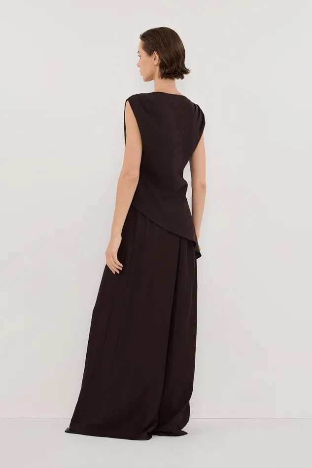 SHYLA BITTER CHOC ASYMMETRICAL TOP Women DISSH Co Ord Sets
