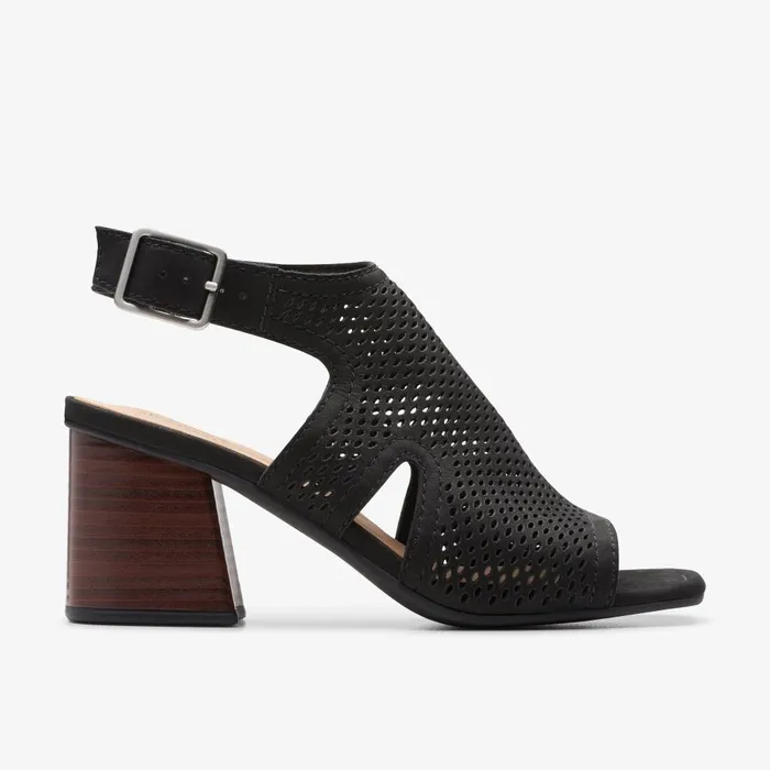 Siara 65 Flow Black Nubuck Women Clarks Sandals and Flip Flops