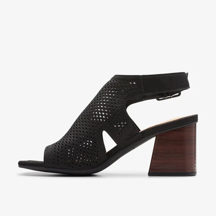 Siara 65 Flow Black Nubuck Women Clarks Sandals and Flip Flops