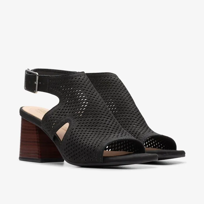 Siara 65 Flow Black Nubuck Women Clarks Sandals and Flip Flops