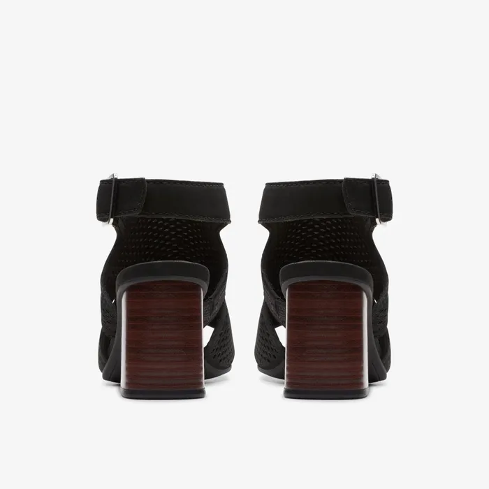 Siara 65 Flow Black Nubuck Women Clarks Sandals and Flip Flops