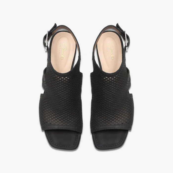 Siara 65 Flow Black Nubuck Women Clarks Sandals and Flip Flops