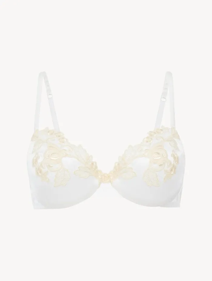 Silk Underwired Bra In White With Ivory Frastaglio Lingerie La Perla Underwired