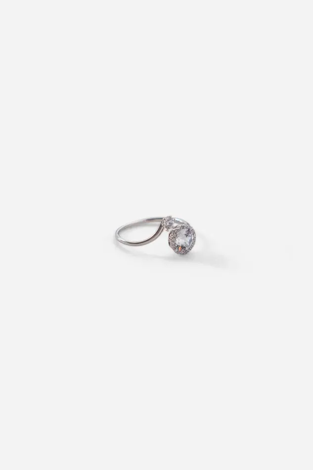 Silver Adjustable Cubic Zirconia Ring Women Roman Jewellery