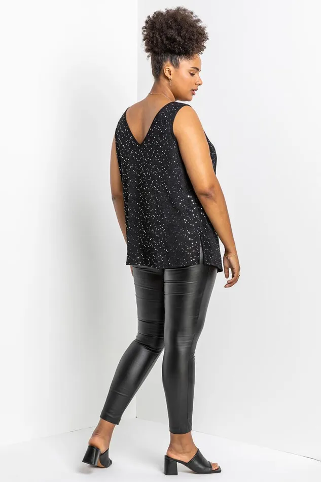 Silver Curve Sparkle Cami Top Women Roman Tops