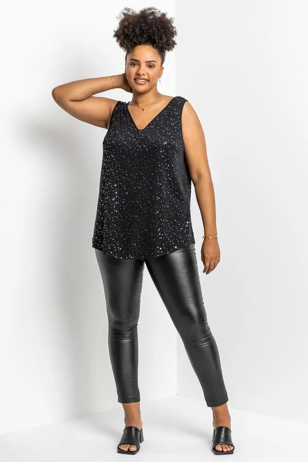 Silver Curve Sparkle Cami Top Women Roman Tops