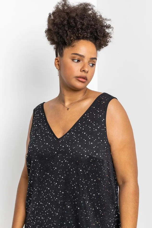 Silver Curve Sparkle Cami Top Women Roman Tops