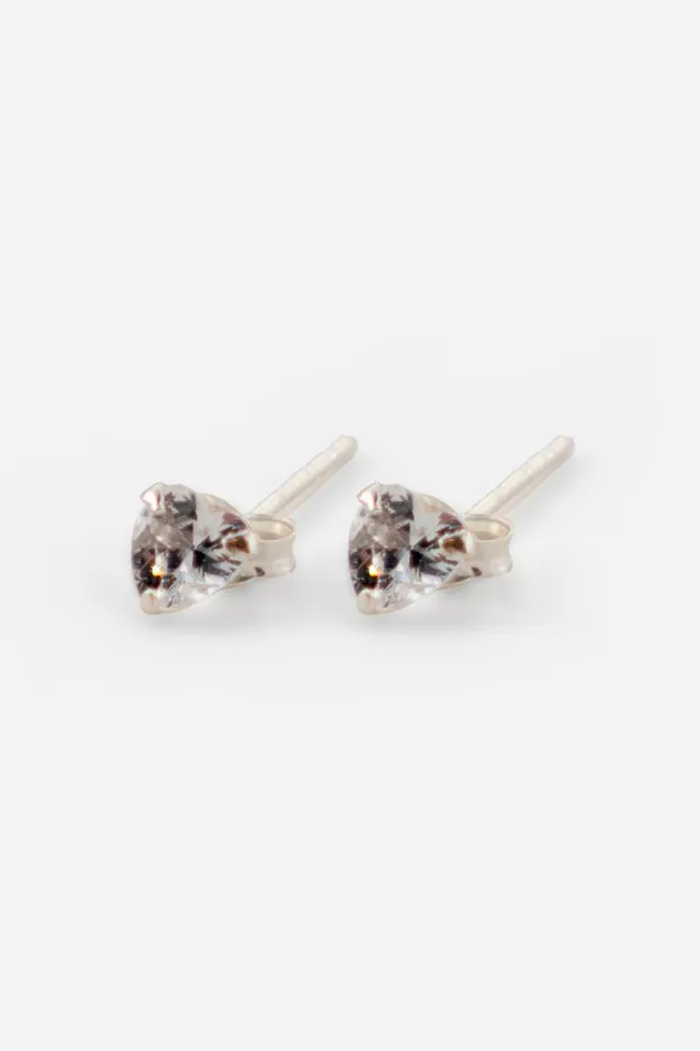 Silver Sterling Silver Cubic Zirconia 5 Mm Heart Stud Earrings Women Roman Jewellery