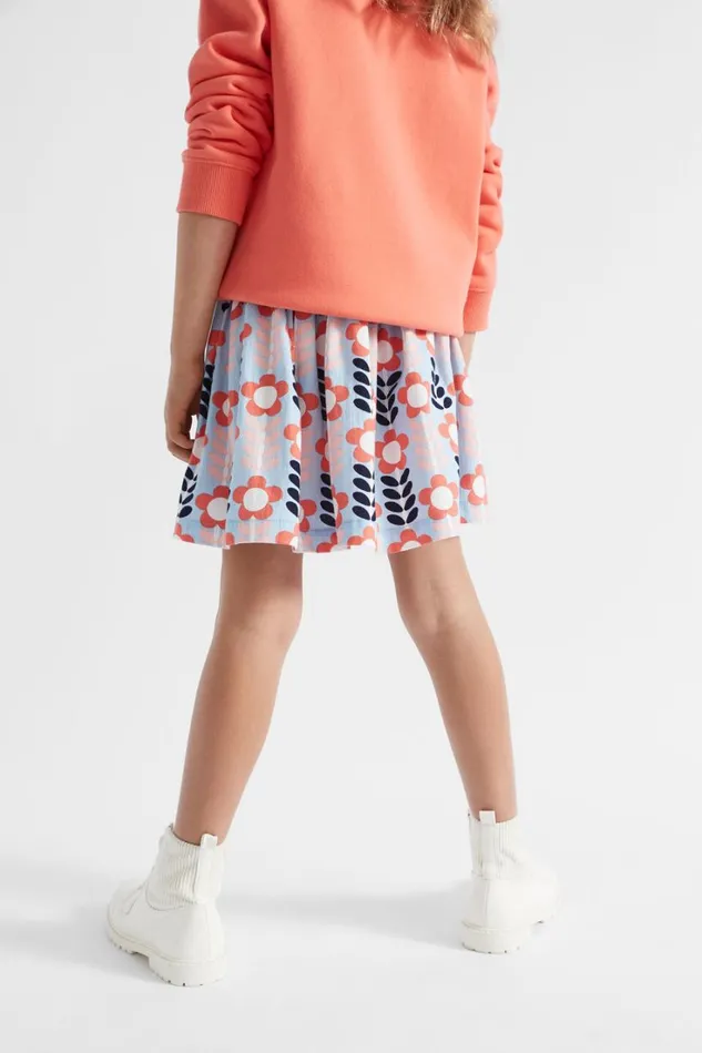Skirts Girl Seed Heritage Shirred Floral Skirt Pale Blue
