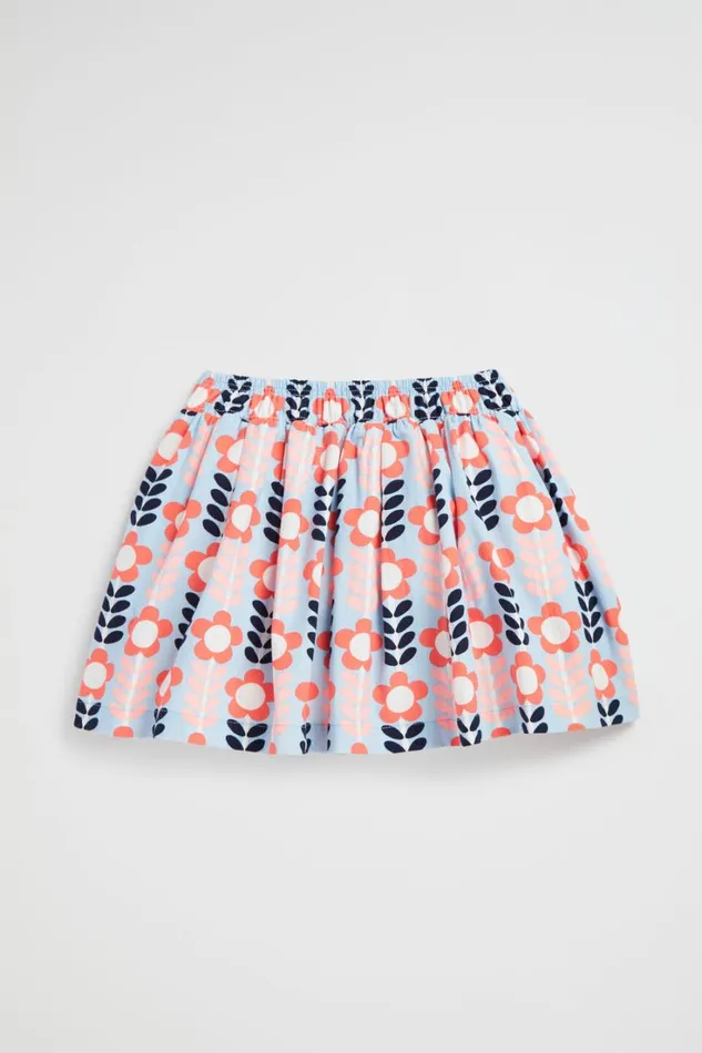 Skirts Girl Seed Heritage Shirred Floral Skirt Pale Blue