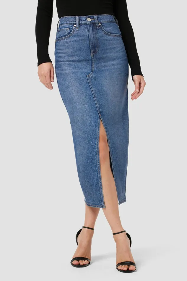 Skirts Women Hudson Jeans Reconstructed Skirt Coated Indigo