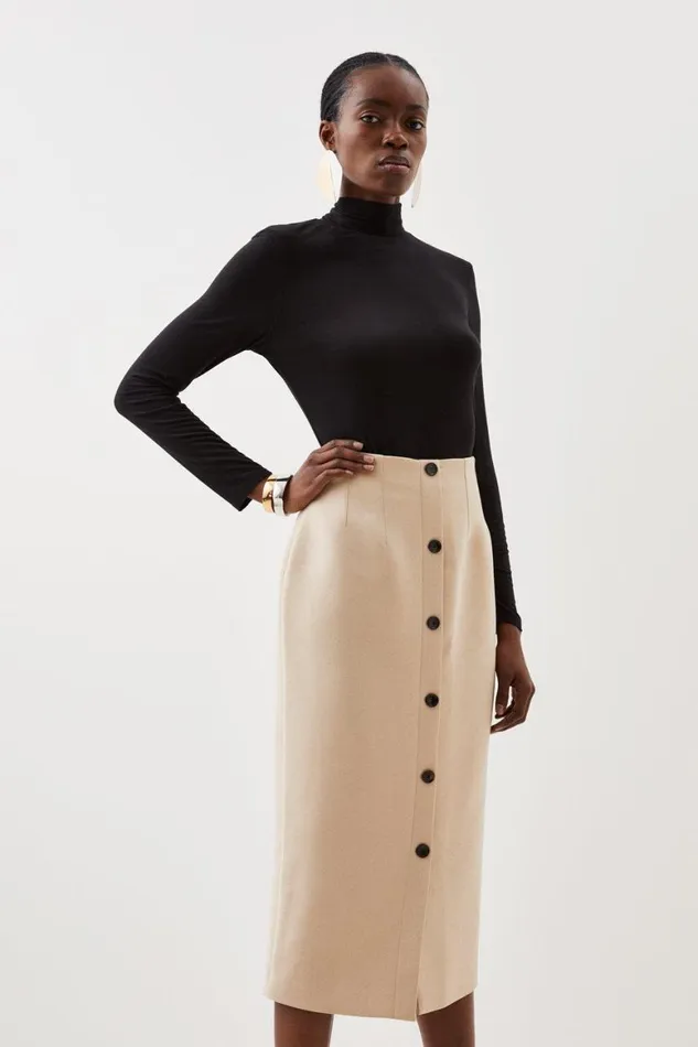 Skirts Women Karen Millen Tailored Compact Essential Button Through Midi Pencil Skirt Camel Skirts Women Karen Millen Tailored Compact Essential Button Through Midi Pencil Skirt Camel