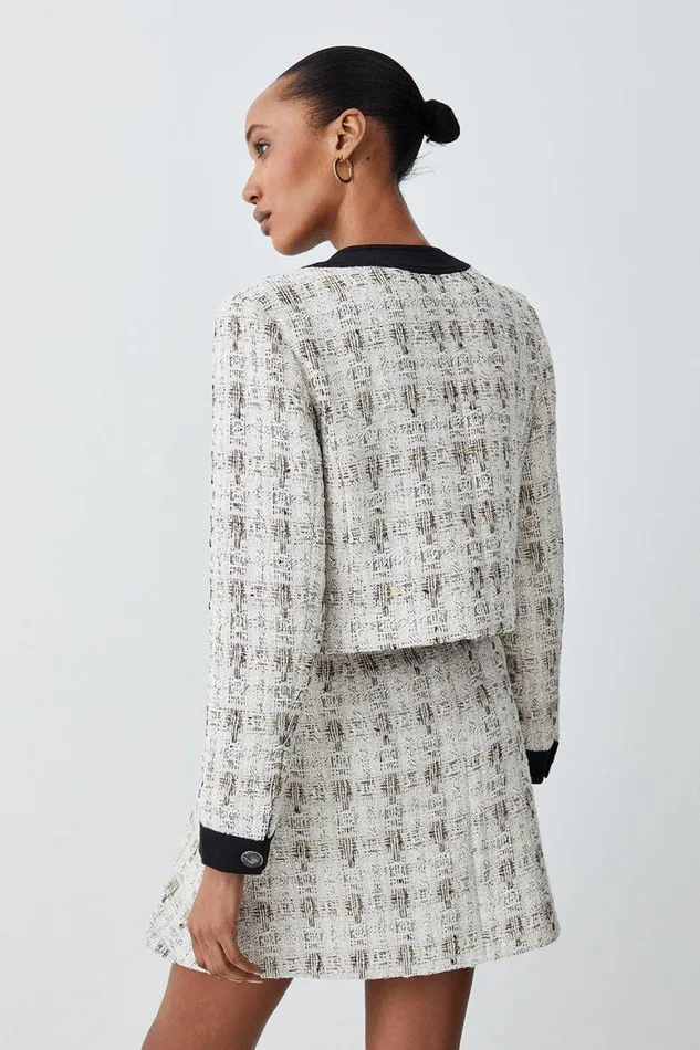 Skirts Women Karen Millen Tweed Pocket Detail Aline Mini Skirt Cream