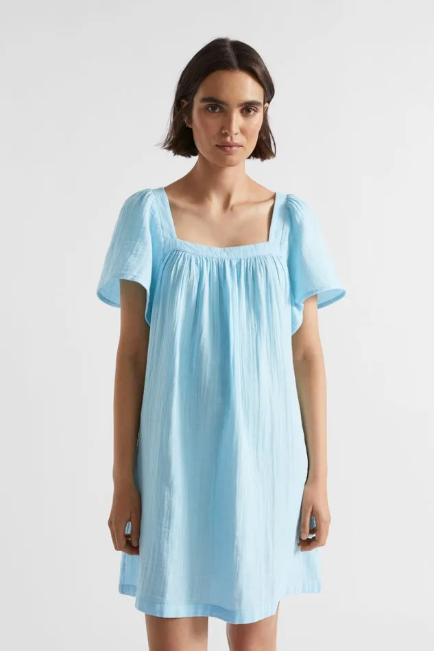 Sleepwear Woman Seed Heritage Flutter Sleeve Nightie Shimmer Blue