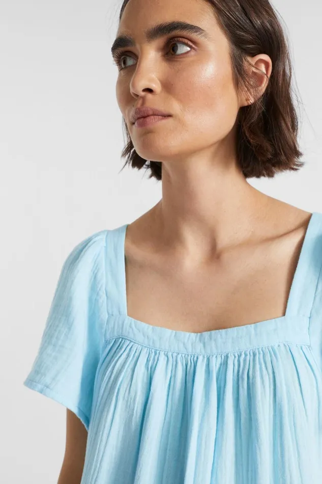 Sleepwear Woman Seed Heritage Flutter Sleeve Nightie Shimmer Blue
