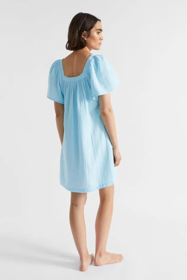 Sleepwear Woman Seed Heritage Flutter Sleeve Nightie Shimmer Blue