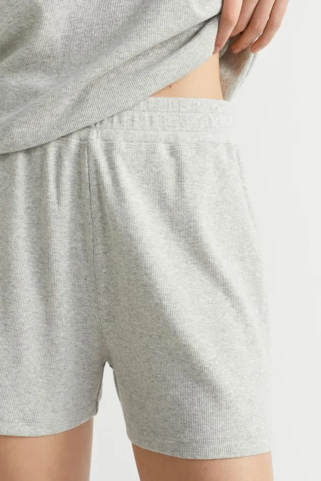 Sleepwear Woman Seed Heritage Rib Jersey Pyjama Short Grey Marle