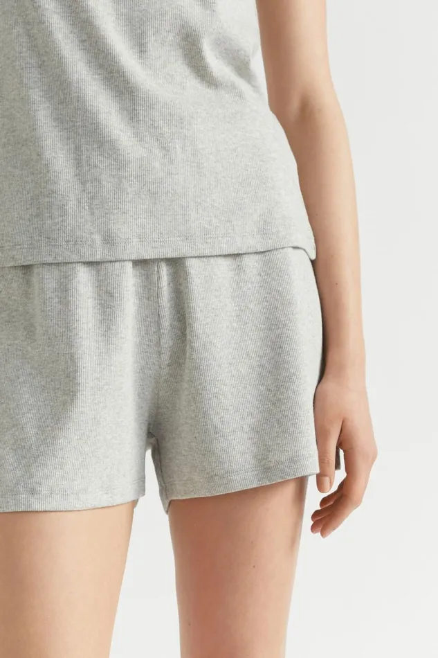 Sleepwear Woman Seed Heritage Rib Jersey Pyjama Short Grey Marle