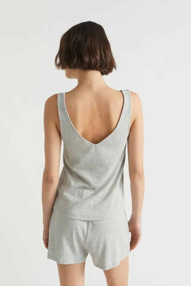 Sleepwear Woman Seed Heritage Rib Jersey Pyjama Short Grey Marle