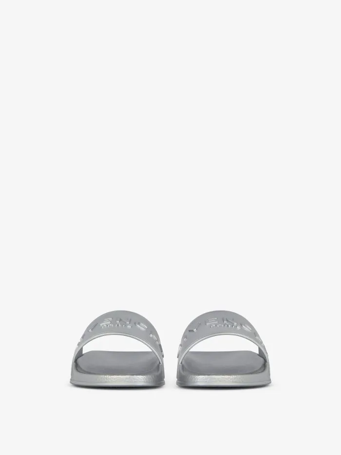 Slide Flat Sandals In Rubber Silvery Women Givenchy Slides and Sandals