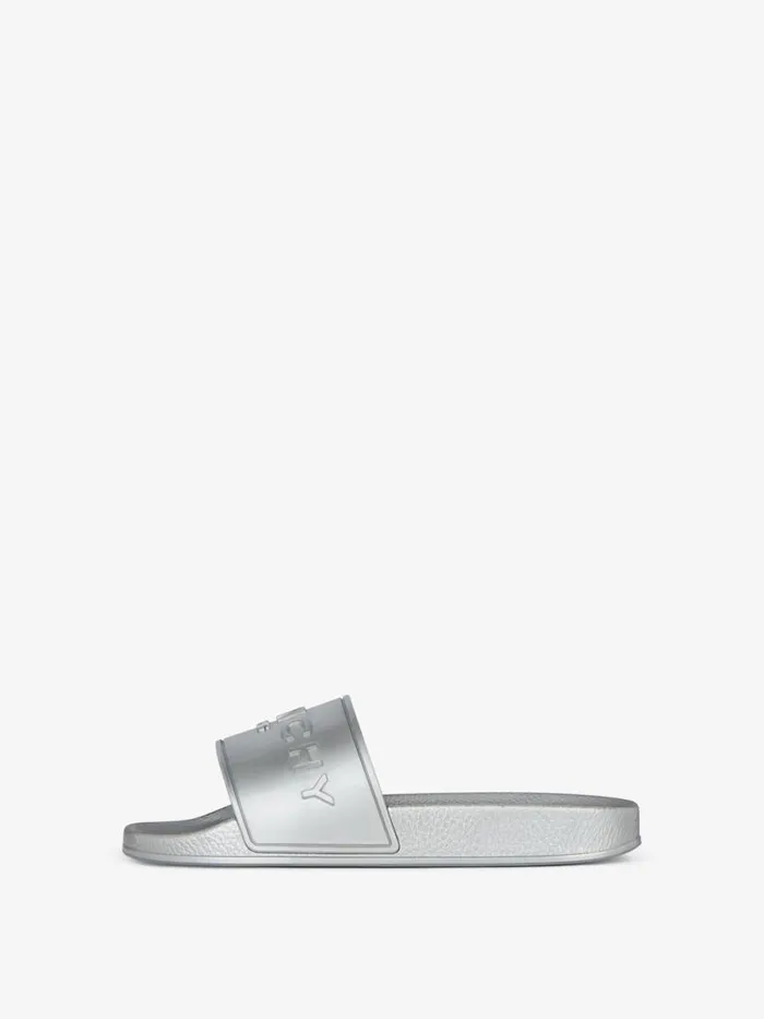 Slide Flat Sandals In Rubber Silvery Women Givenchy Slides and Sandals