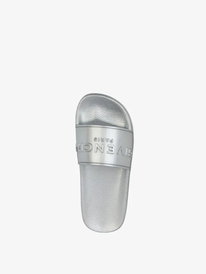 Slide Flat Sandals In Rubber Silvery Women Givenchy Slides and Sandals