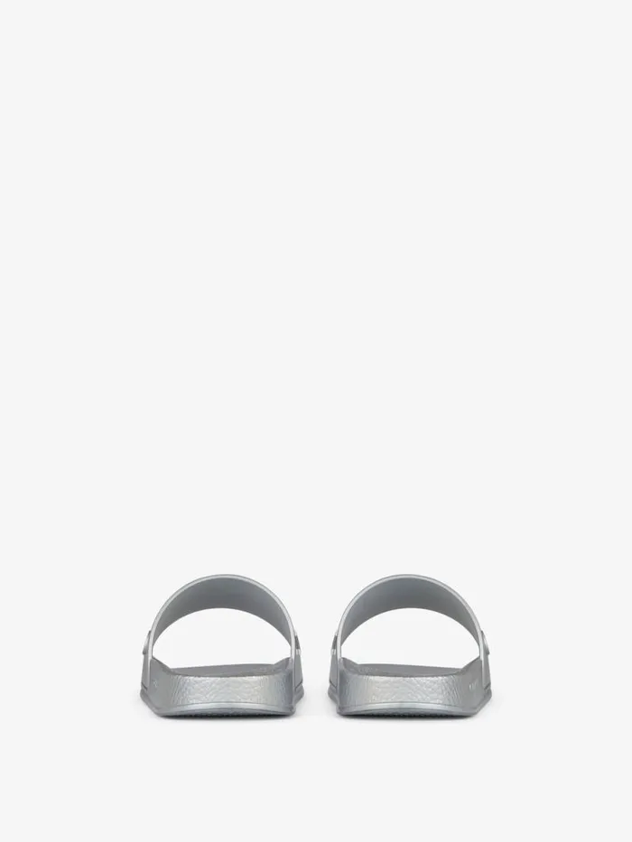 Slide Flat Sandals In Rubber Silvery Women Givenchy Slides and Sandals