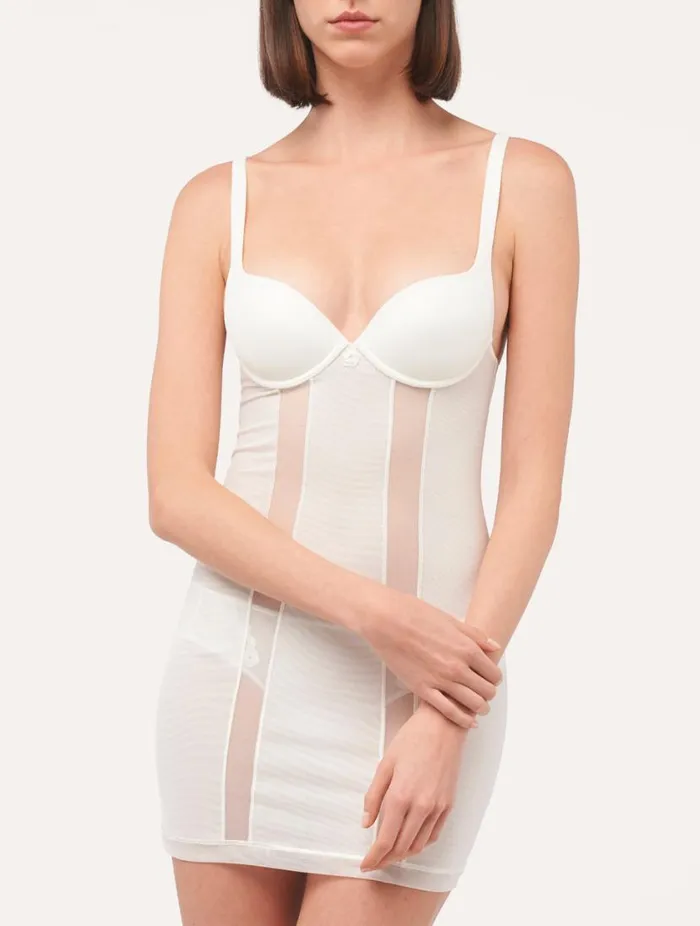Slip Dress In Offwhite Stretch Tulle LingerieSleepwear La Perla Shapewear