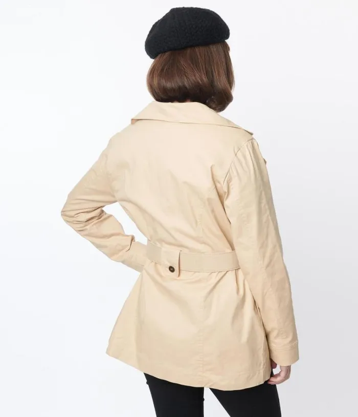 Smak Parlour Khaki Belted Trench Coat Clothing Unique Vintage Coats and Jackets