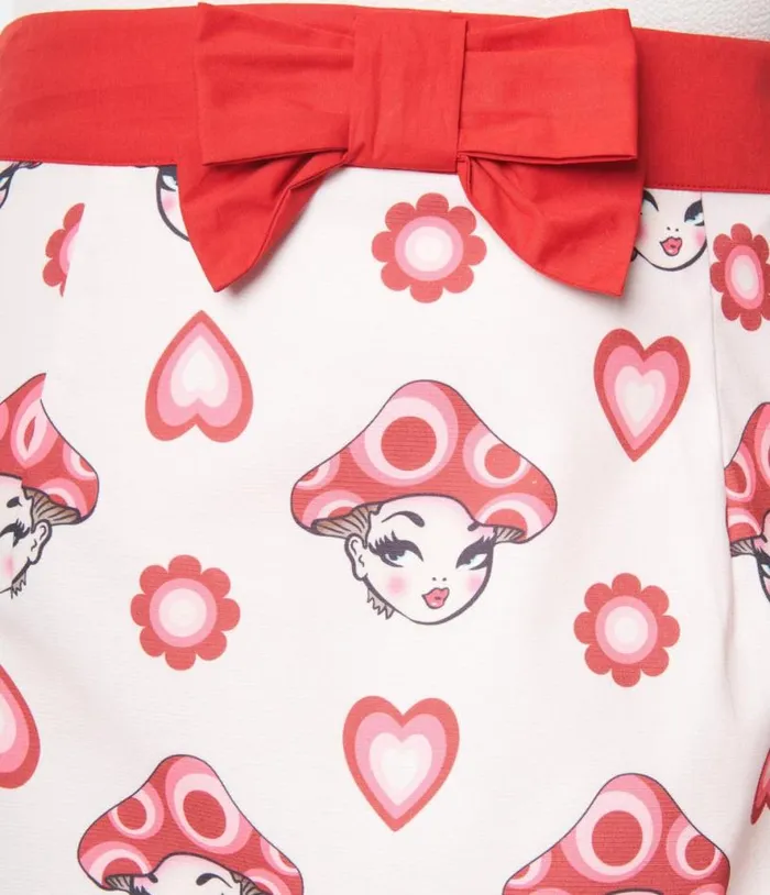 Smak Parlour Pink and Red Madam Mushroom Mod Skirt Clothing Unique Vintage Skirts