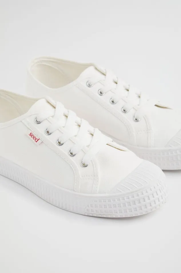 Sneakers and Trainers Teen Girl Seed Heritage Basic Canvas Lace Up Sneaker White