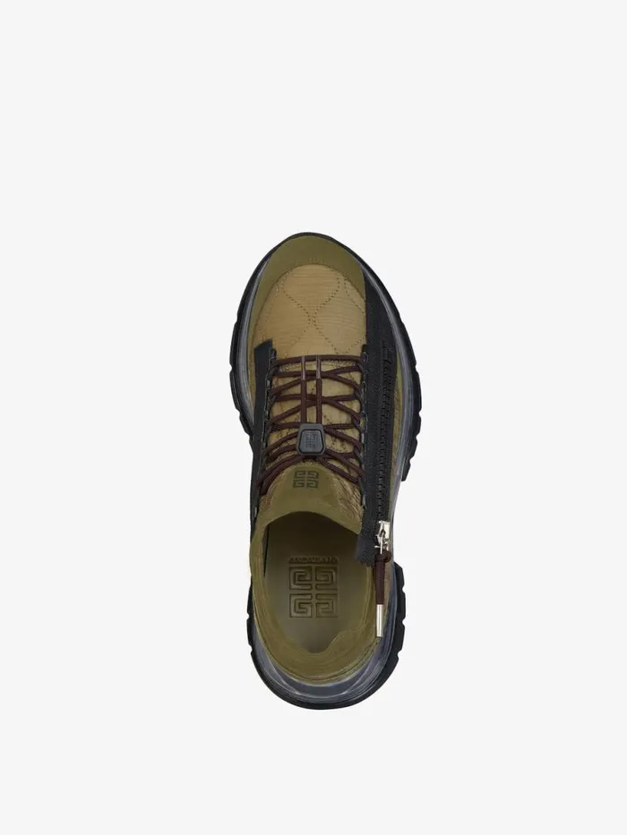 Spectre Sneakers In Quilted Fabric And Suede Khakiblack Men Givenchy Sneakers