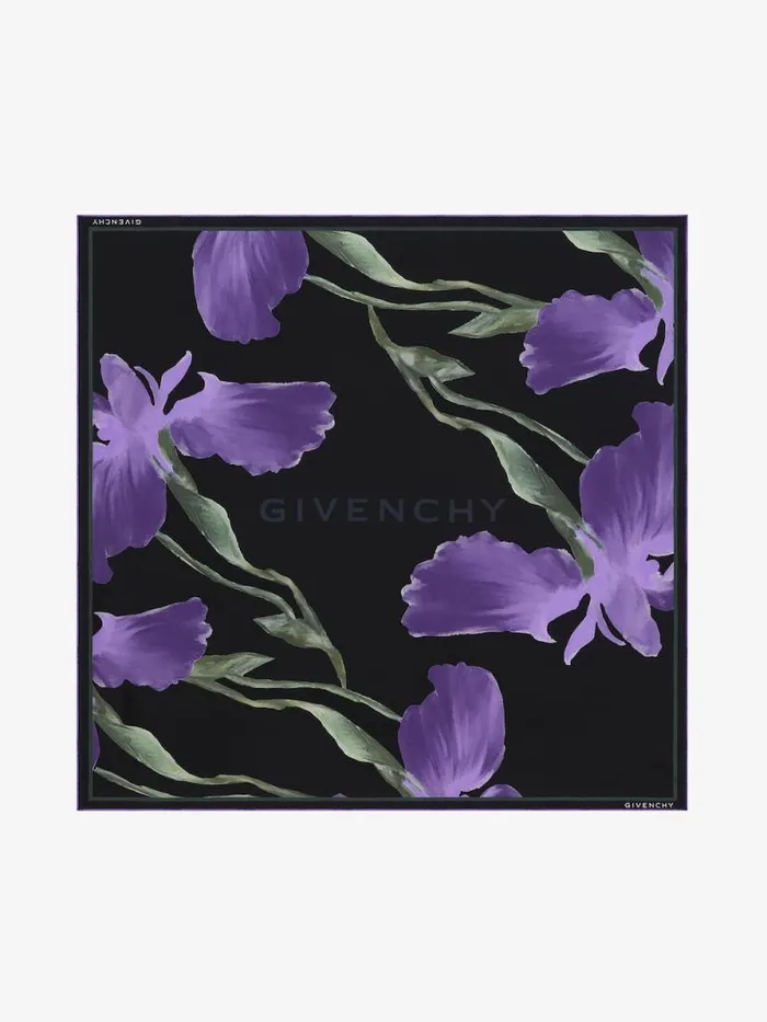 Square In Silk With Floral Print Purple Women Givenchy Scarves