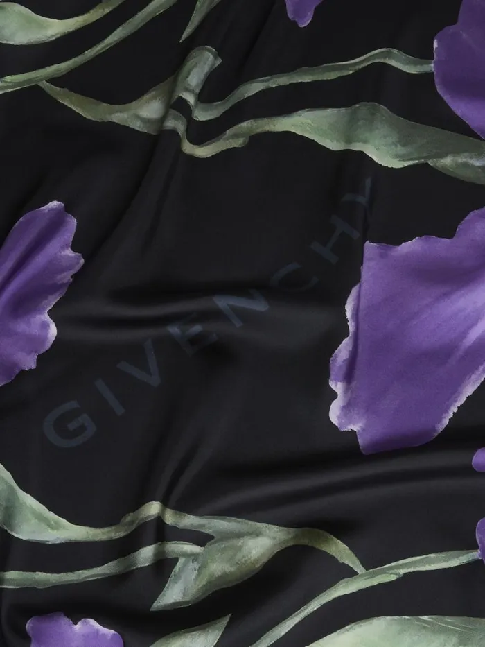 Square In Silk With Floral Print Purple Women Givenchy Scarves