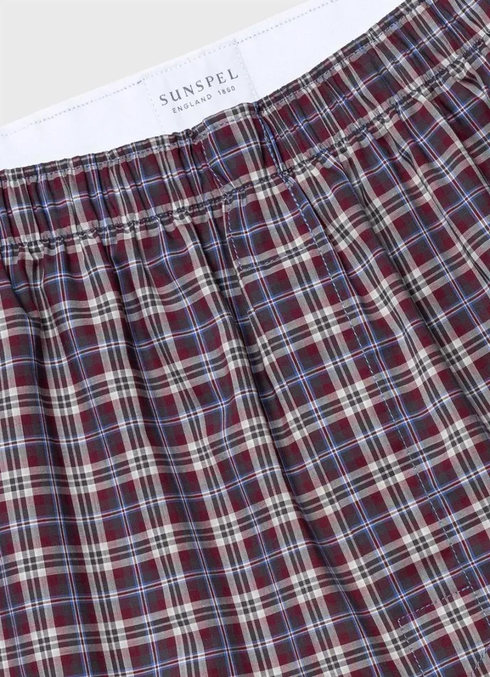 SUNSPEL Boxer Shorts Classic Boxer Shorts Maroon Check 8211 Men