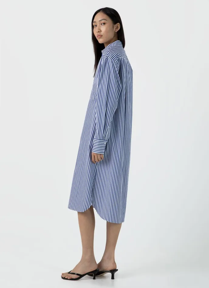 SUNSPEL Dresses and Skirts Cotton Poplin Shirt Dress Bright Bluewhite 8211 Women