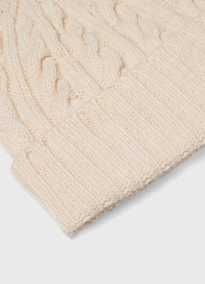 SUNSPEL Hats Scarves Gloves Lambswool Cable Hat Ecru 8211 MenWomen